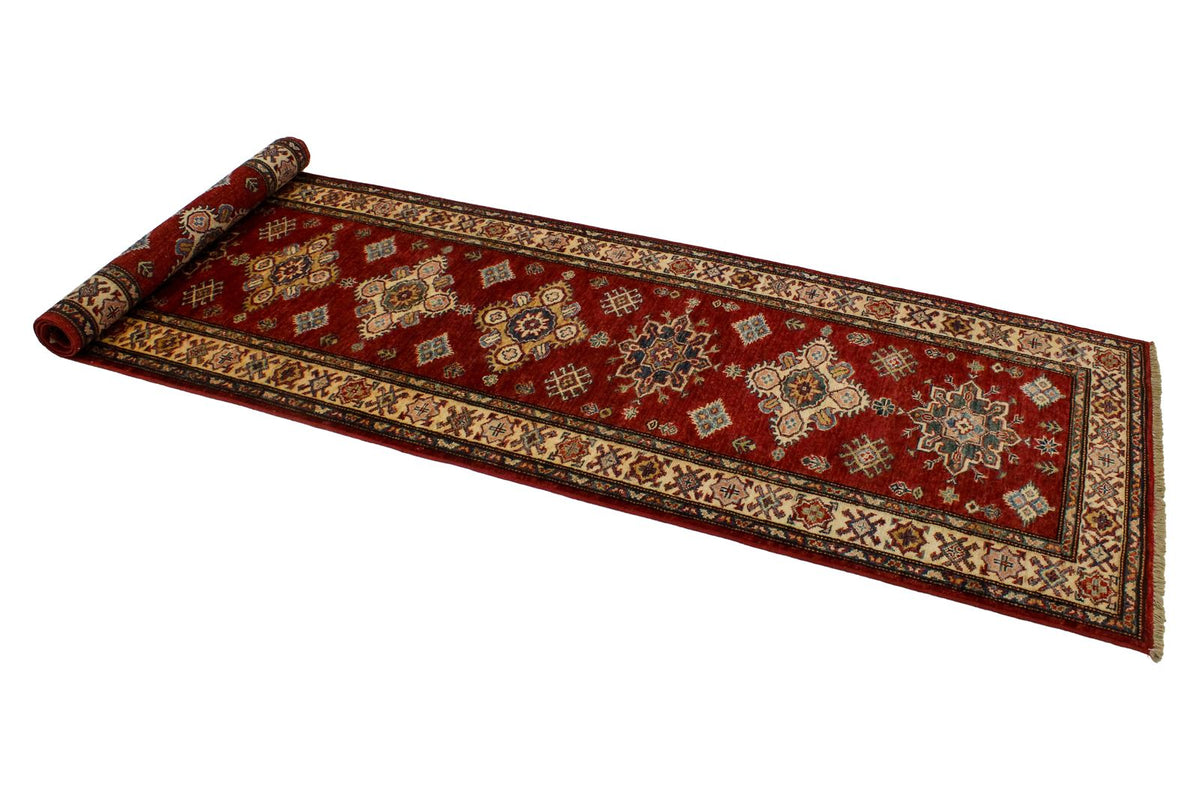 3x10 Red and Ivory Kazak Tribal Runner