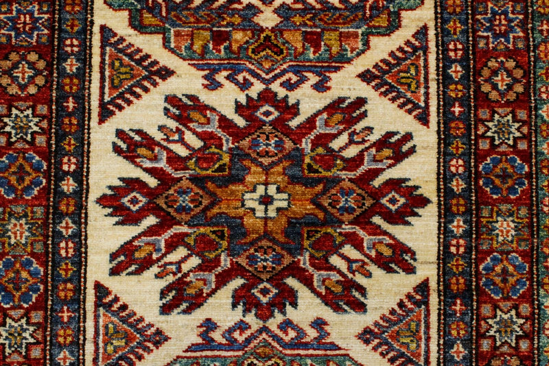 Vintage Handmade 3x8 Beige and Red Anatolian Caucasian Tribal Distressed Area Runner