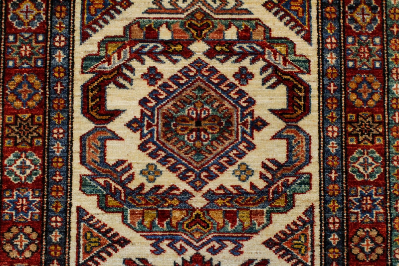 Vintage Handmade 3x8 Beige and Red Anatolian Caucasian Tribal Distressed Area Runner