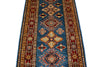 3x8 Blue and Red Kazak Tribal Runner