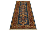 3x8 Blue and Red Kazak Tribal Runner