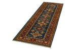 3x8 Blue and Red Kazak Tribal Runner