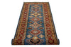 3x8 Blue and Red Kazak Tribal Runner