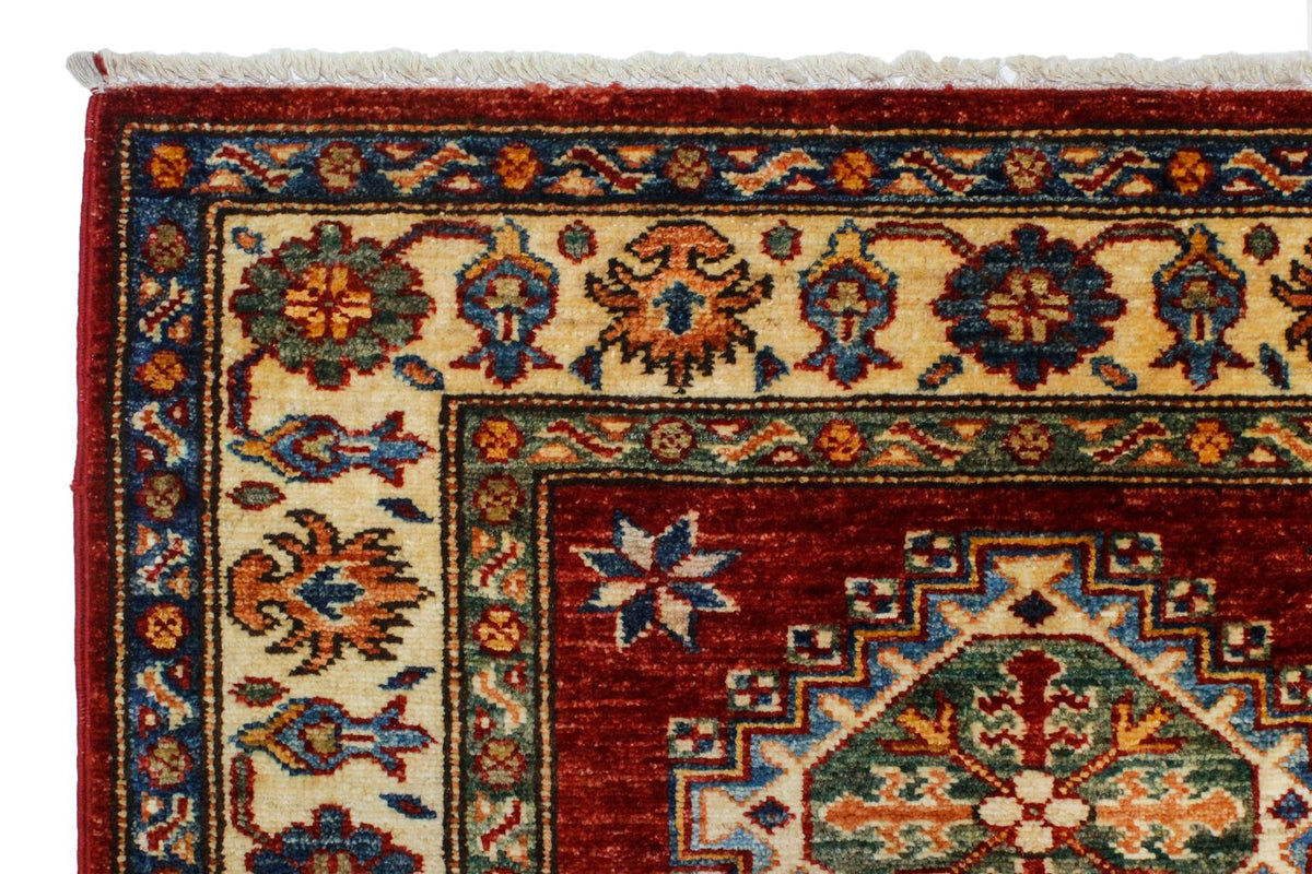 3x10 Red and Ivory Kazak Tribal Runner
