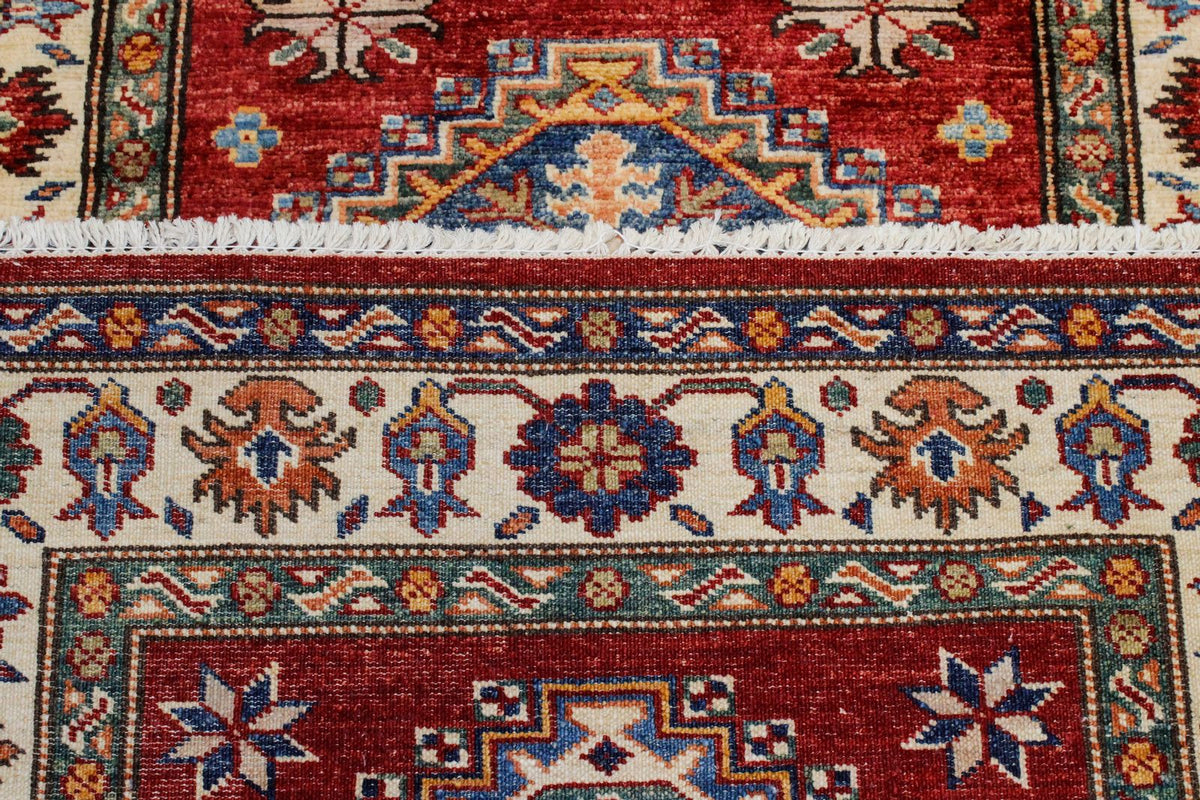 3x10 Red and Ivory Kazak Tribal Runner