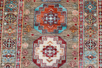 Vintage Handmade 3x13 Brown and Multicolor Anatolian Caucasian Tribal Distressed Area Runner