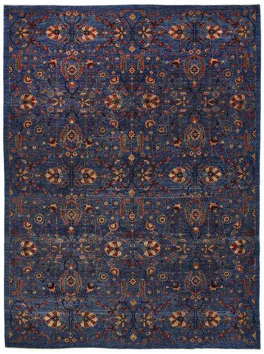 9x12 Blue and Multicolor Traditional Rug