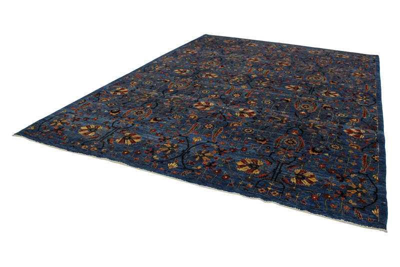 9x12 Blue and Multicolor Traditional Rug