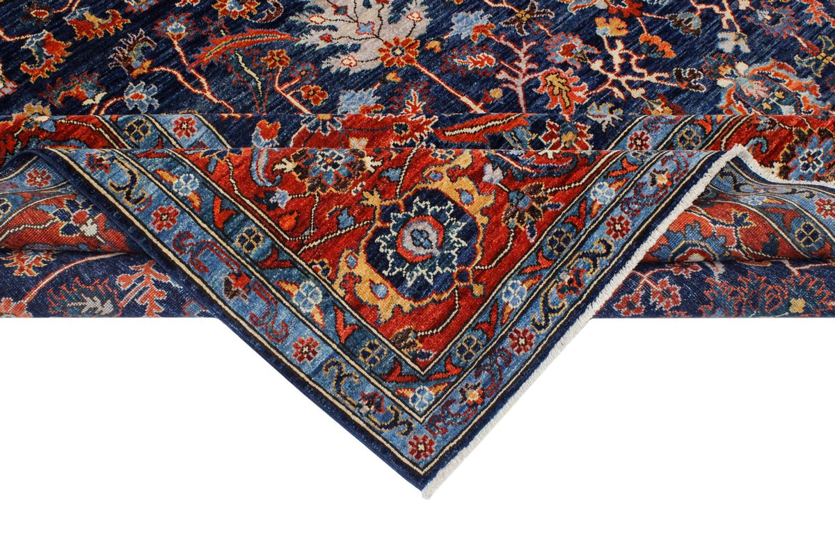 9x12 Blue and Rust Anatolian Traditional Rug