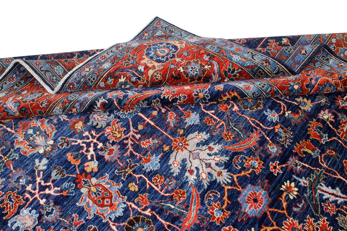 9x12 Blue and Rust Anatolian Traditional Rug