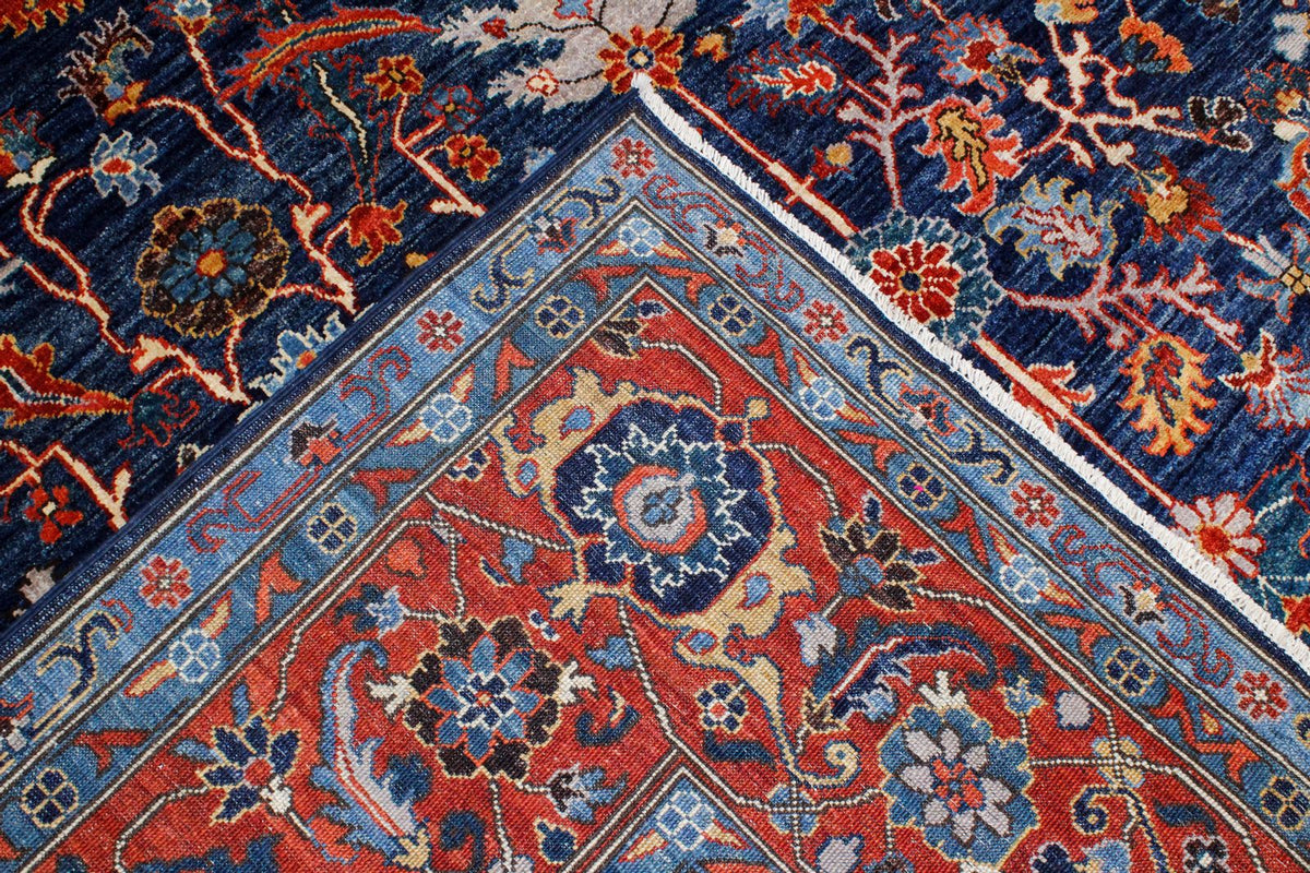 9x12 Blue and Rust Anatolian Traditional Rug