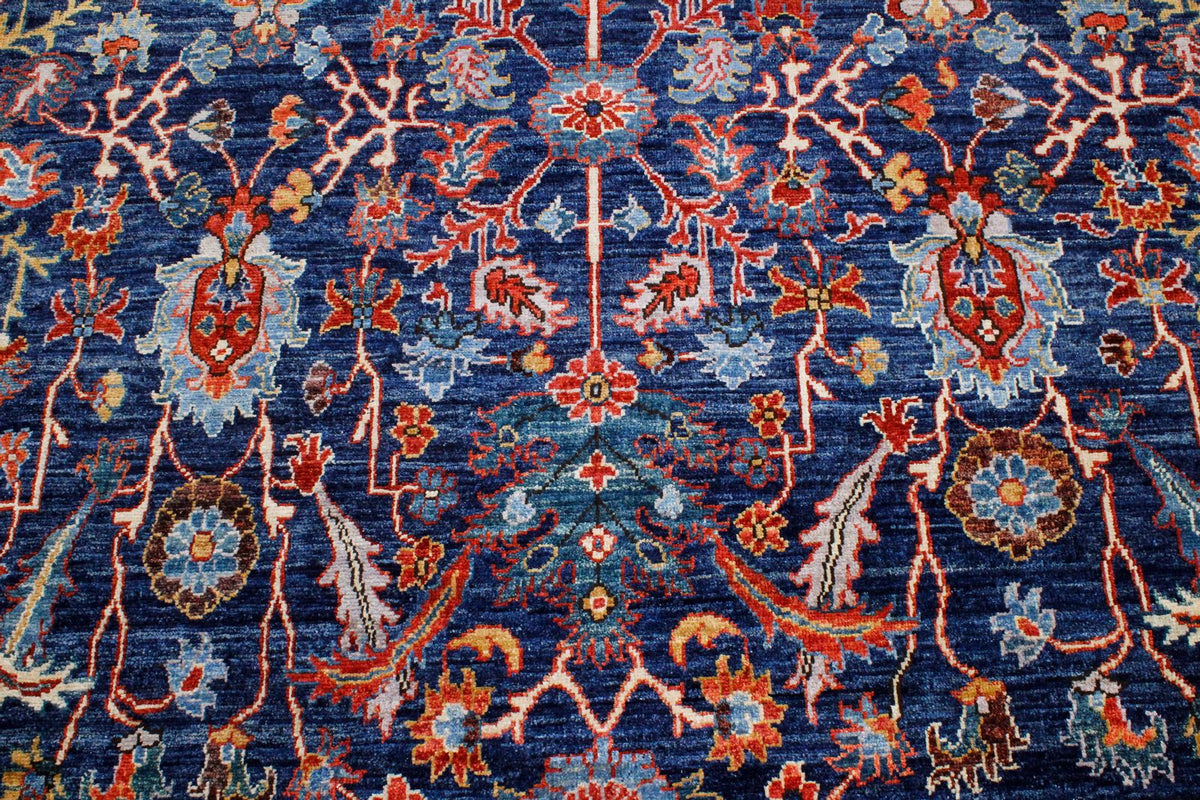 9x12 Blue and Rust Anatolian Traditional Rug