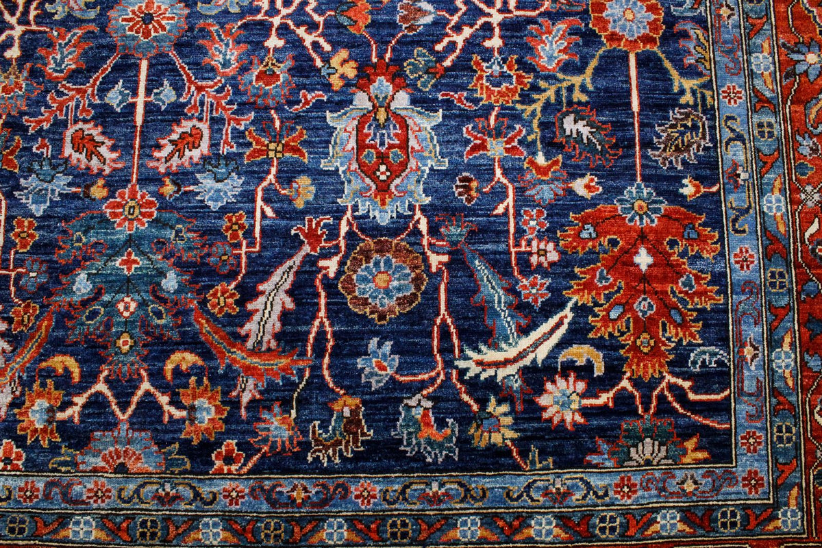 9x12 Blue and Rust Anatolian Traditional Rug