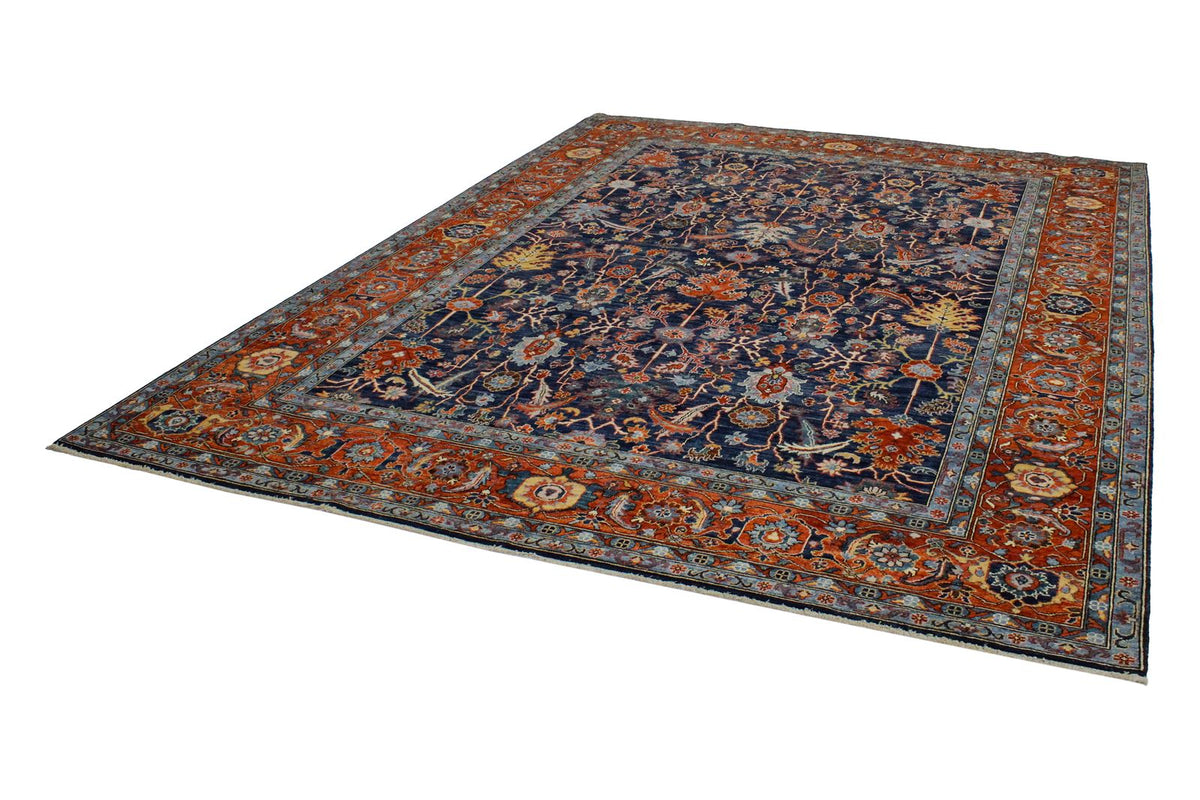 9x12 Blue and Rust Anatolian Traditional Rug