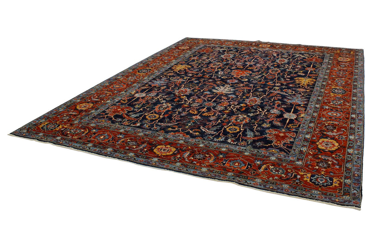 9x12 Blue and Rust Anatolian Traditional Rug