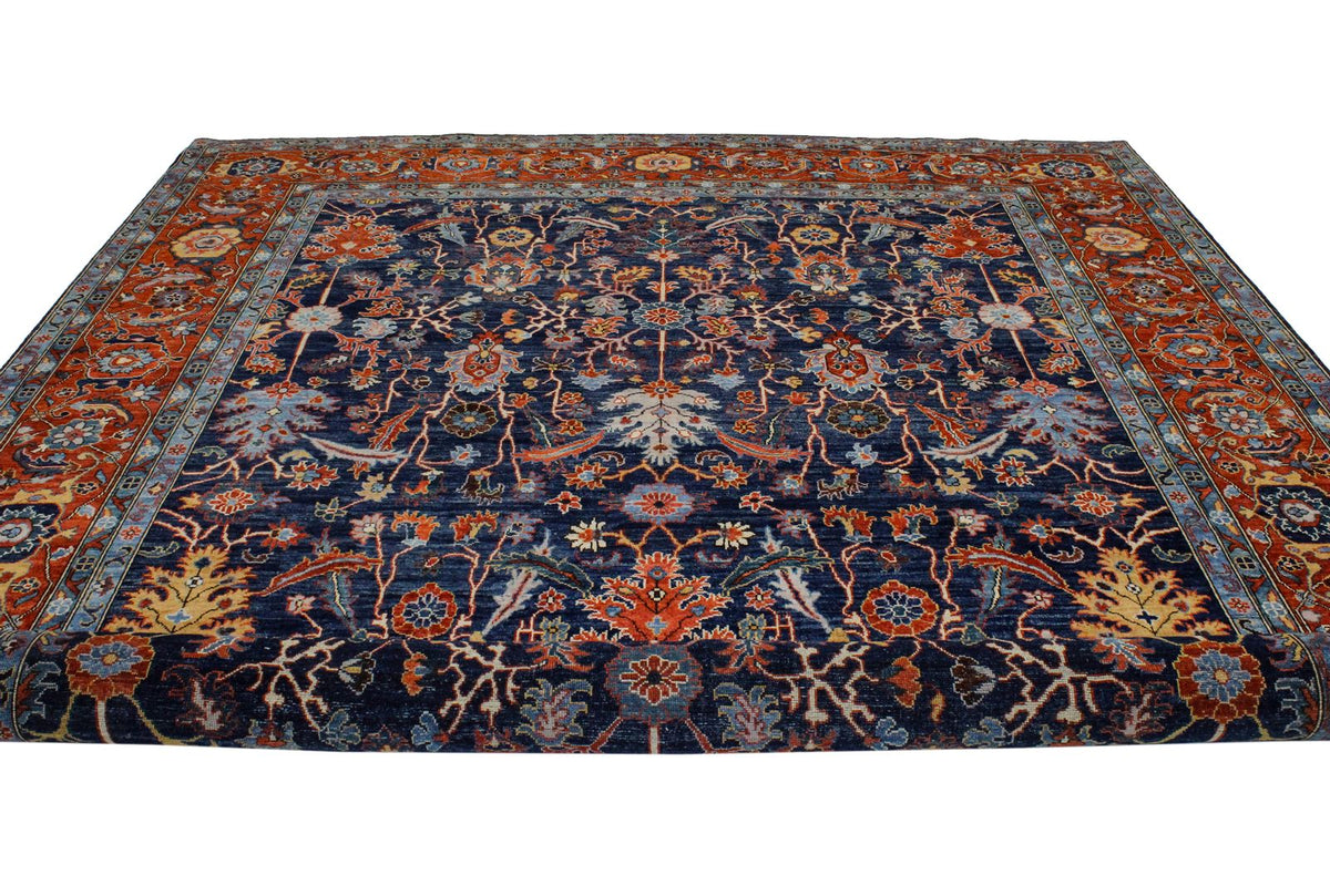 9x12 Blue and Rust Anatolian Traditional Rug