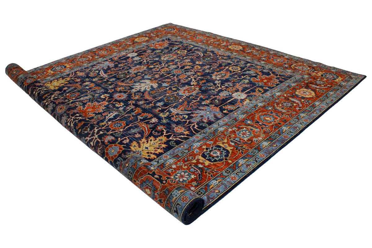 9x12 Blue and Rust Anatolian Traditional Rug