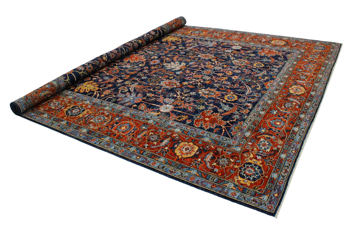 9x12 Blue and Rust Anatolian Traditional Rug