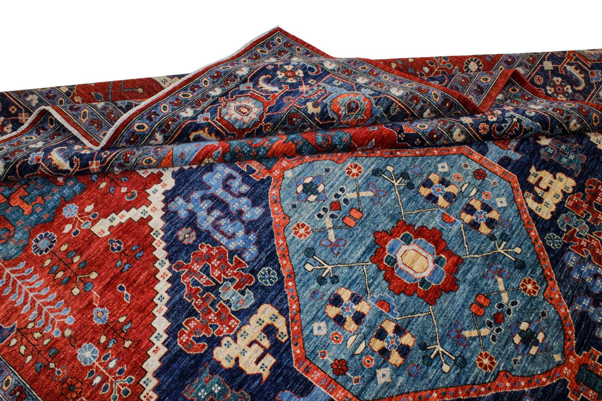 9x12 Red and Navy Anatolian Traditional Rug