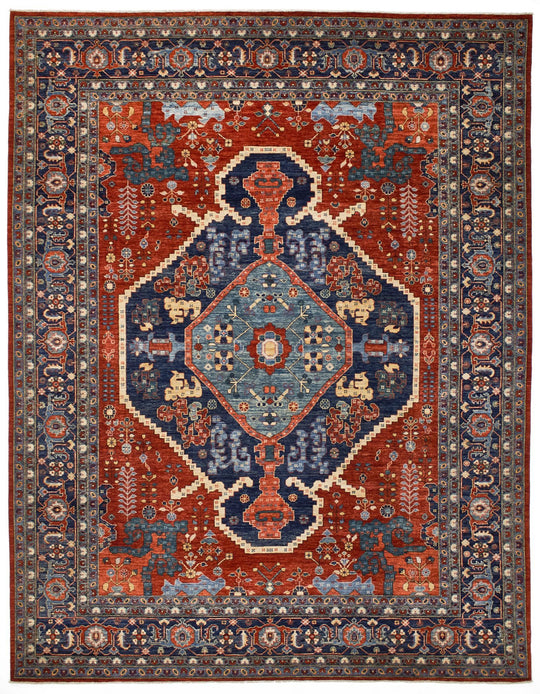 9x12 Red and Navy Anatolian Traditional Rug