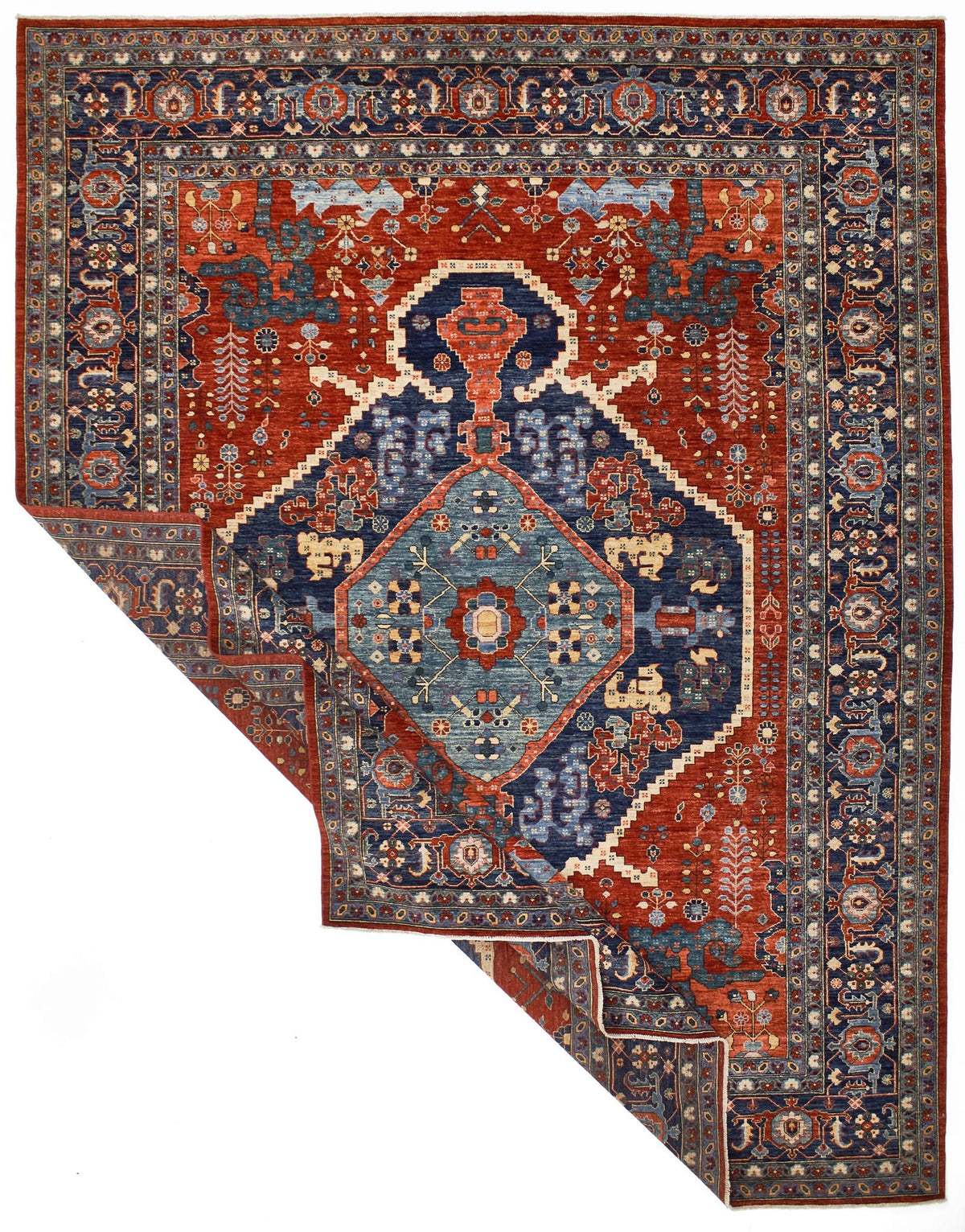 9x12 Red and Navy Anatolian Traditional Rug