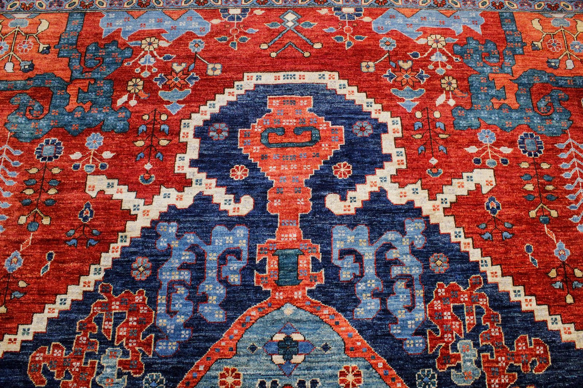 9x12 Red and Navy Anatolian Traditional Rug