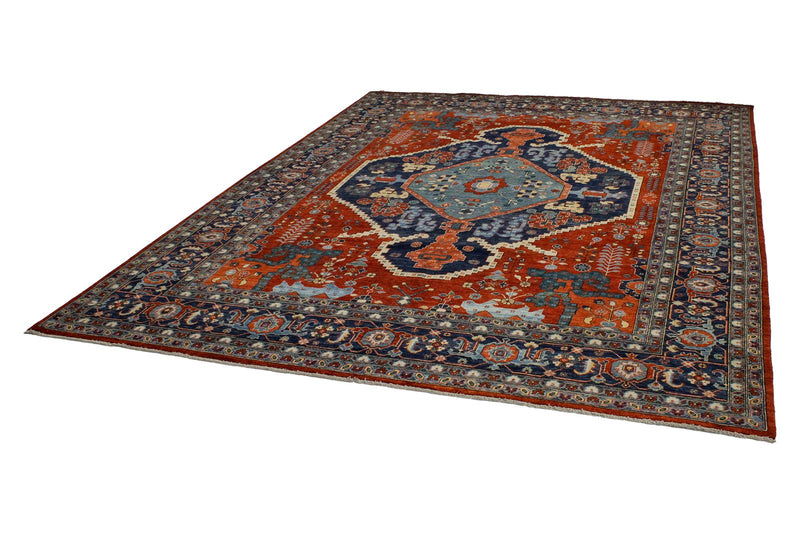 9x12 Red and Navy Anatolian Traditional Rug