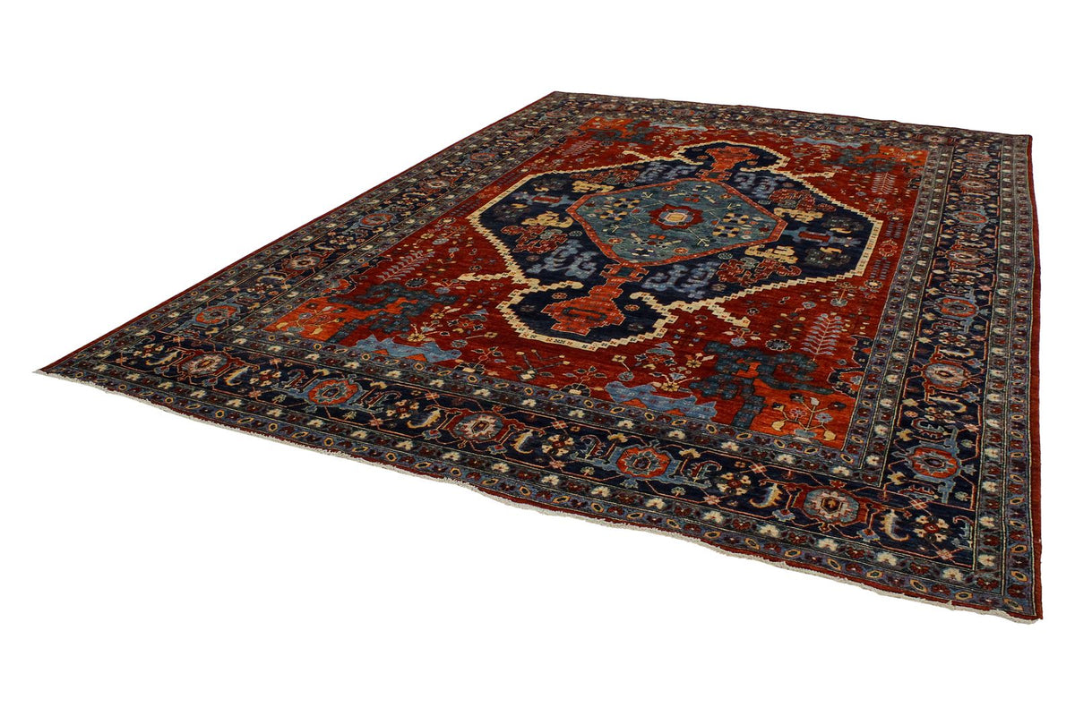 9x12 Red and Navy Anatolian Traditional Rug