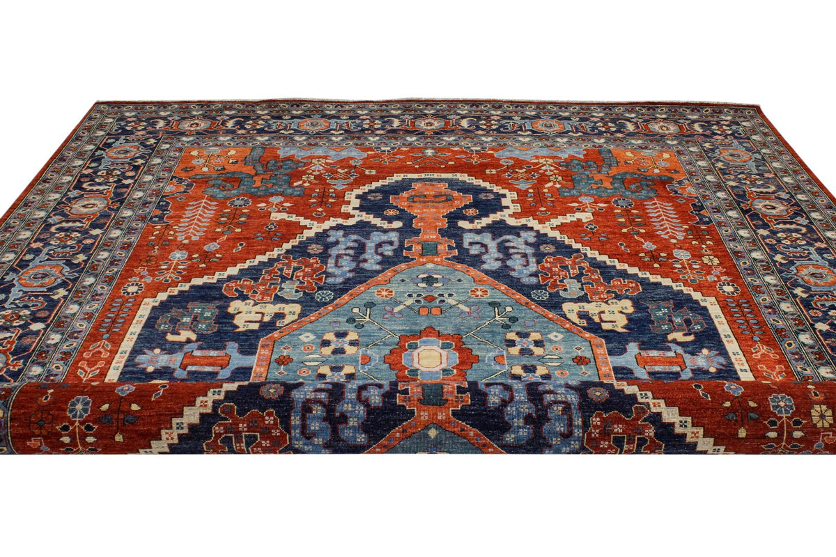 9x12 Red and Navy Anatolian Traditional Rug