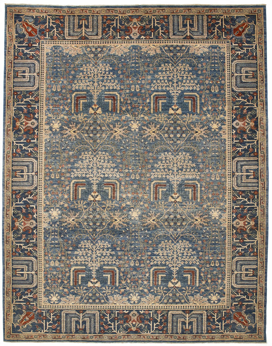 9x12 Blue and Beige Anatolian Traditional Rug