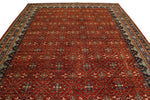 9x12 Red and Navy Traditional Rug