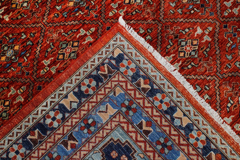 9x12 Red and Navy Traditional Rug