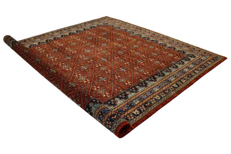 9x12 Red and Navy Traditional Rug