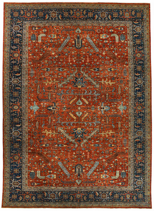 10x14 Red and Navy Anatolian Traditional Rug