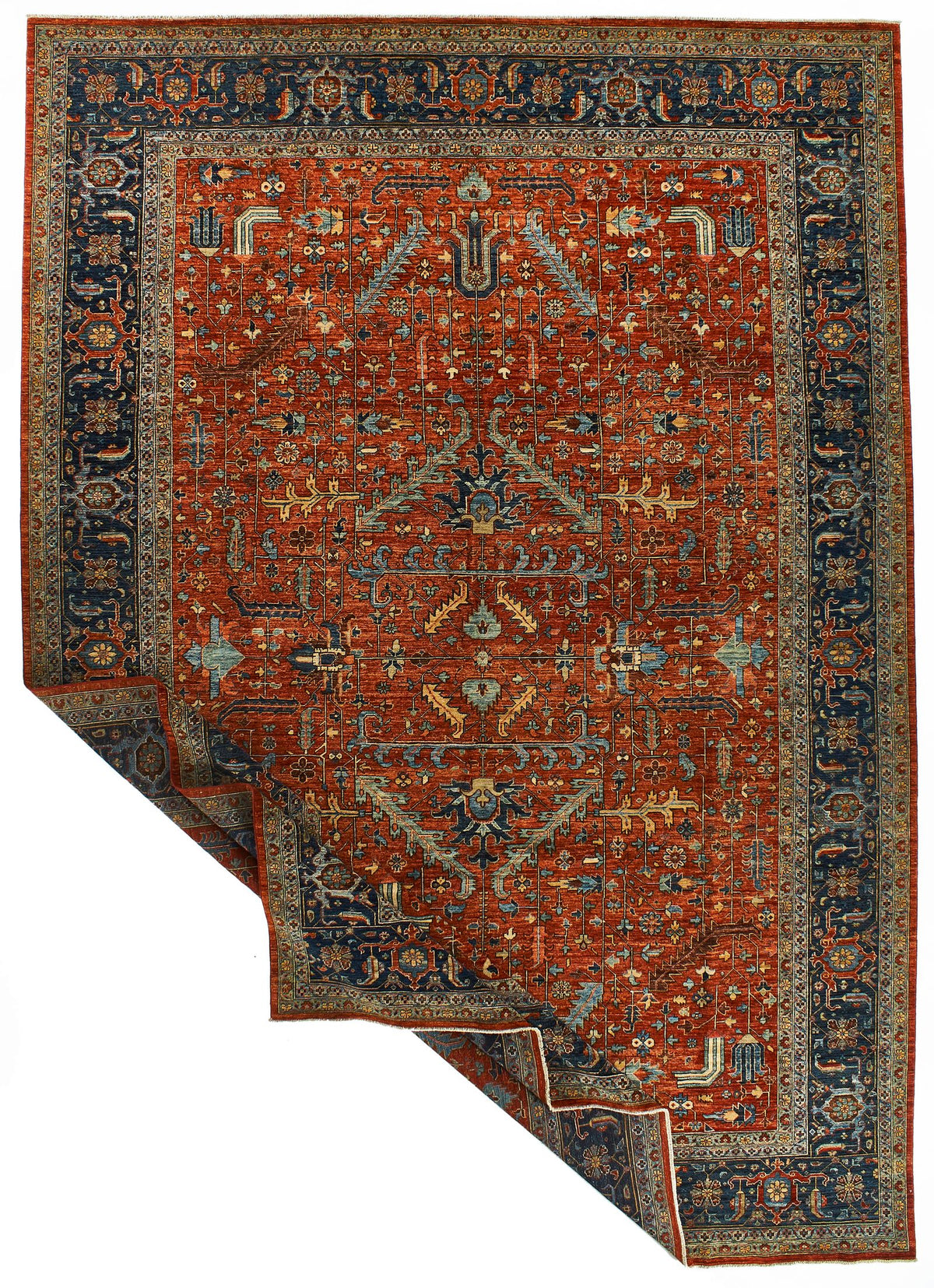 10x14 Red and Navy Anatolian Traditional Rug