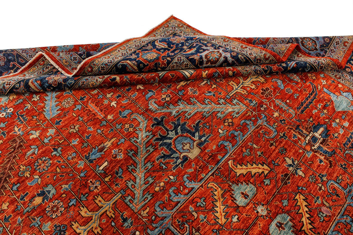 10x14 Red and Navy Anatolian Traditional Rug