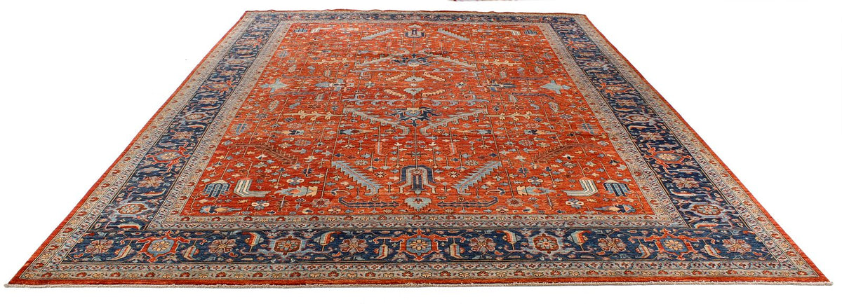 10x14 Red and Navy Anatolian Traditional Rug