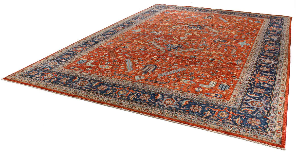 10x14 Red and Navy Anatolian Traditional Rug