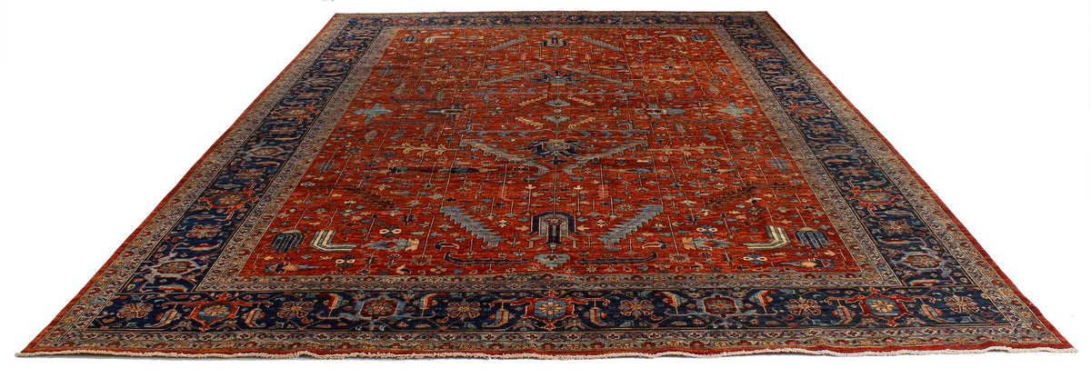 10x14 Red and Navy Anatolian Traditional Rug