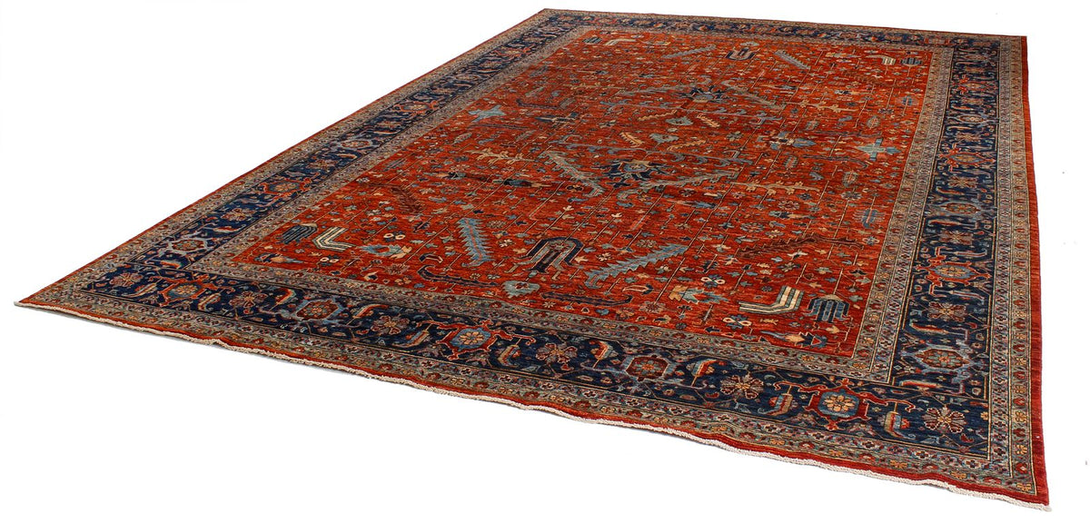10x14 Red and Navy Anatolian Traditional Rug
