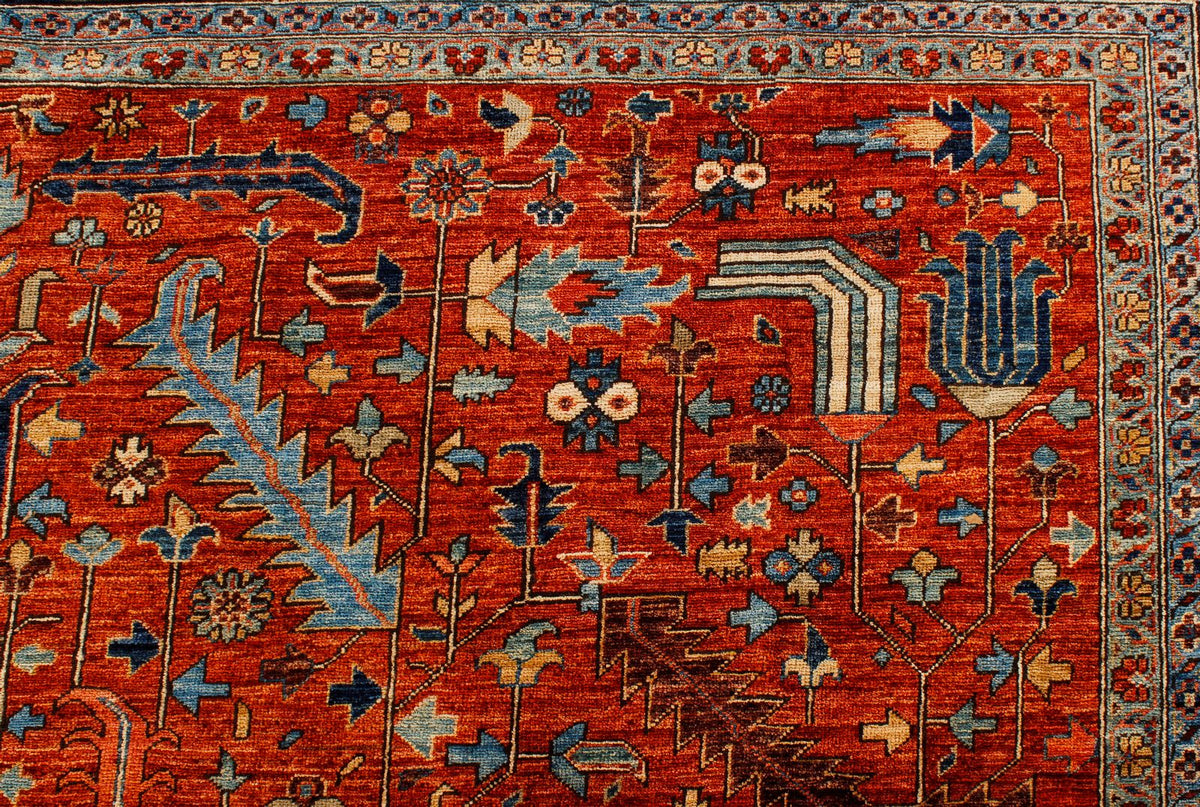 10x14 Red and Navy Anatolian Traditional Rug