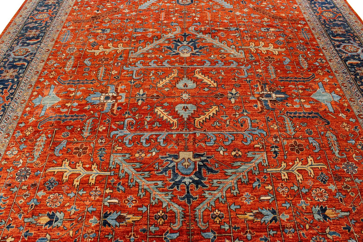 10x14 Red and Navy Anatolian Traditional Rug