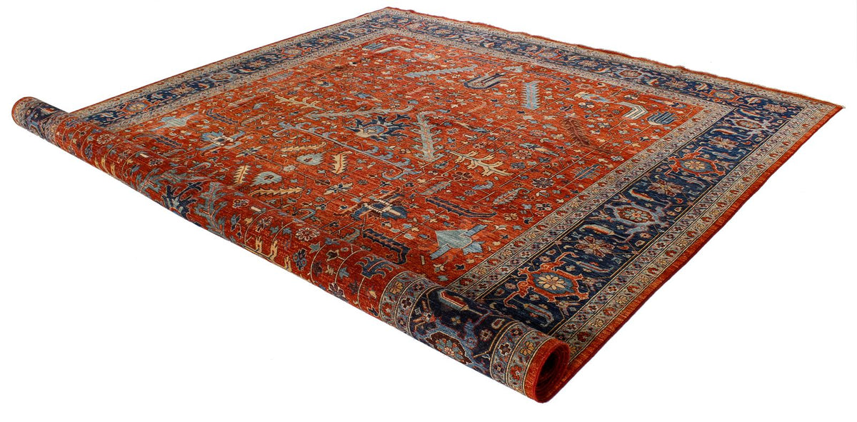 10x14 Red and Navy Anatolian Traditional Rug