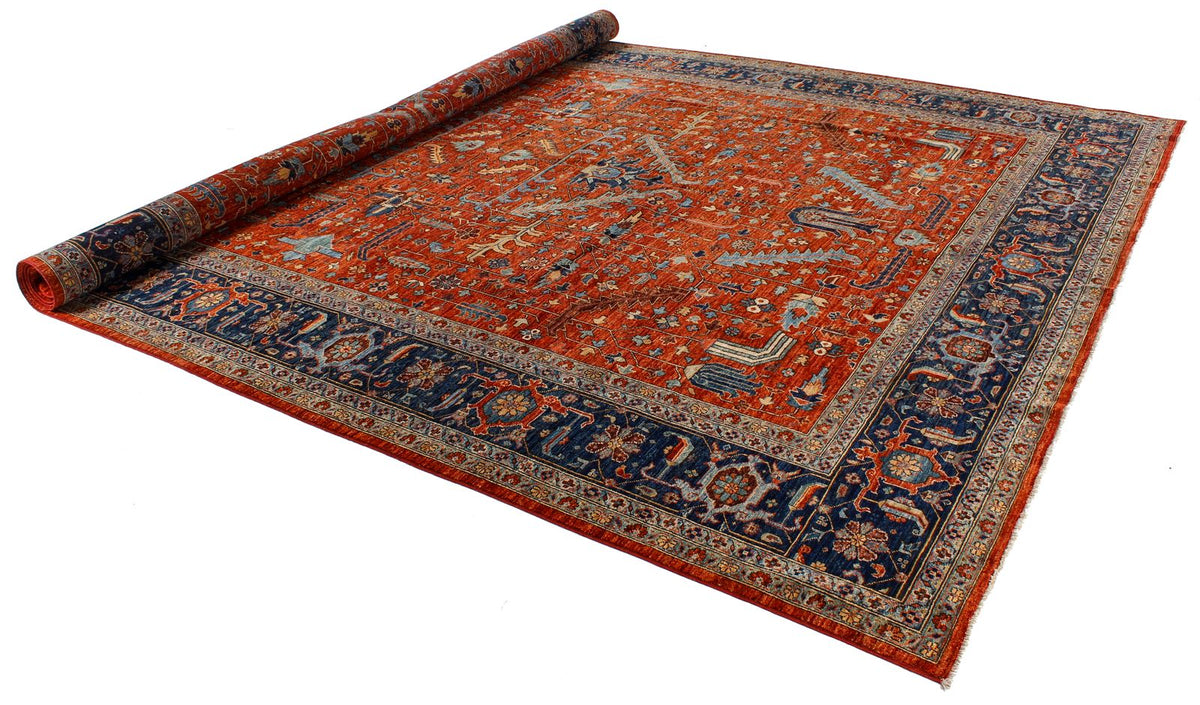 10x14 Red and Navy Anatolian Traditional Rug