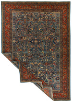 10x14 Blue and Rust Anatolian Traditional Rug