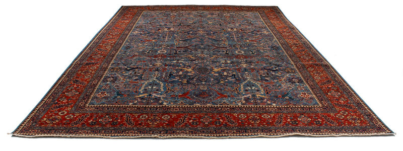 10x14 Blue and Rust Anatolian Traditional Rug