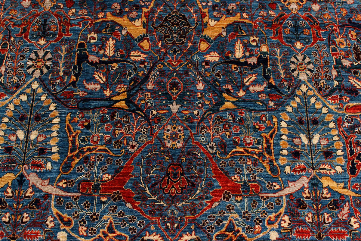 10x14 Blue and Rust Anatolian Traditional Rug