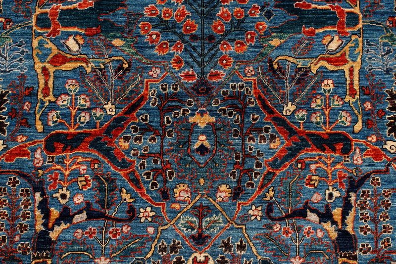 10x14 Blue and Rust Anatolian Traditional Rug