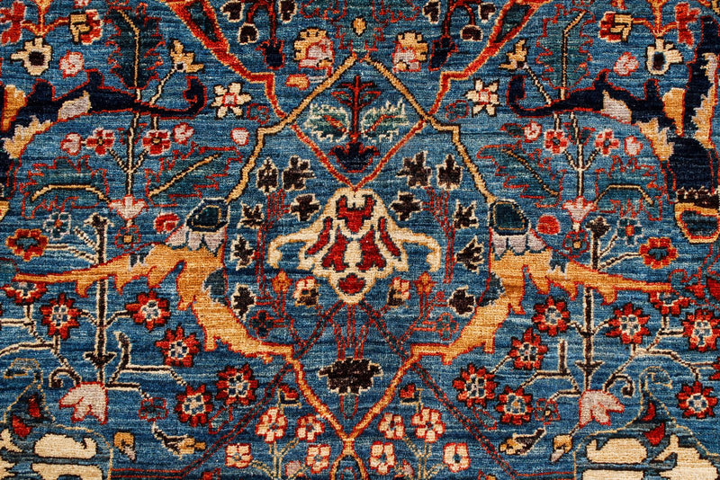 10x14 Blue and Rust Anatolian Traditional Rug