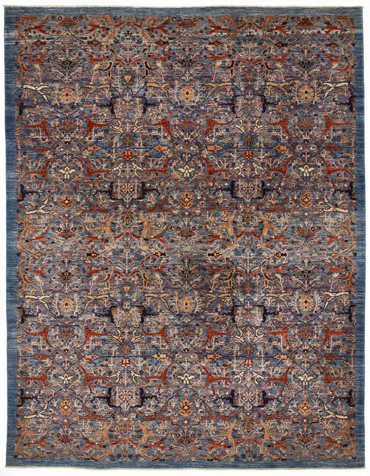 9x12 Blue and Multicolor Anatolian Traditional Rug